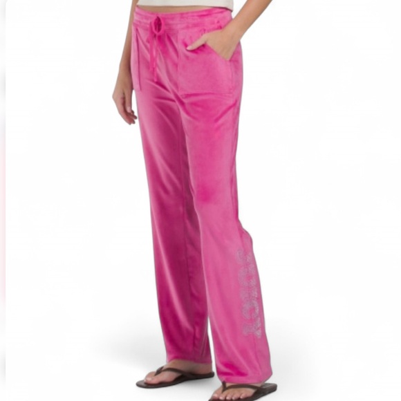 Juicy Couture Accessories - *SOLD*💎 Juicy Couture Rhinestone Logo Velvet Fleece Pants NWT